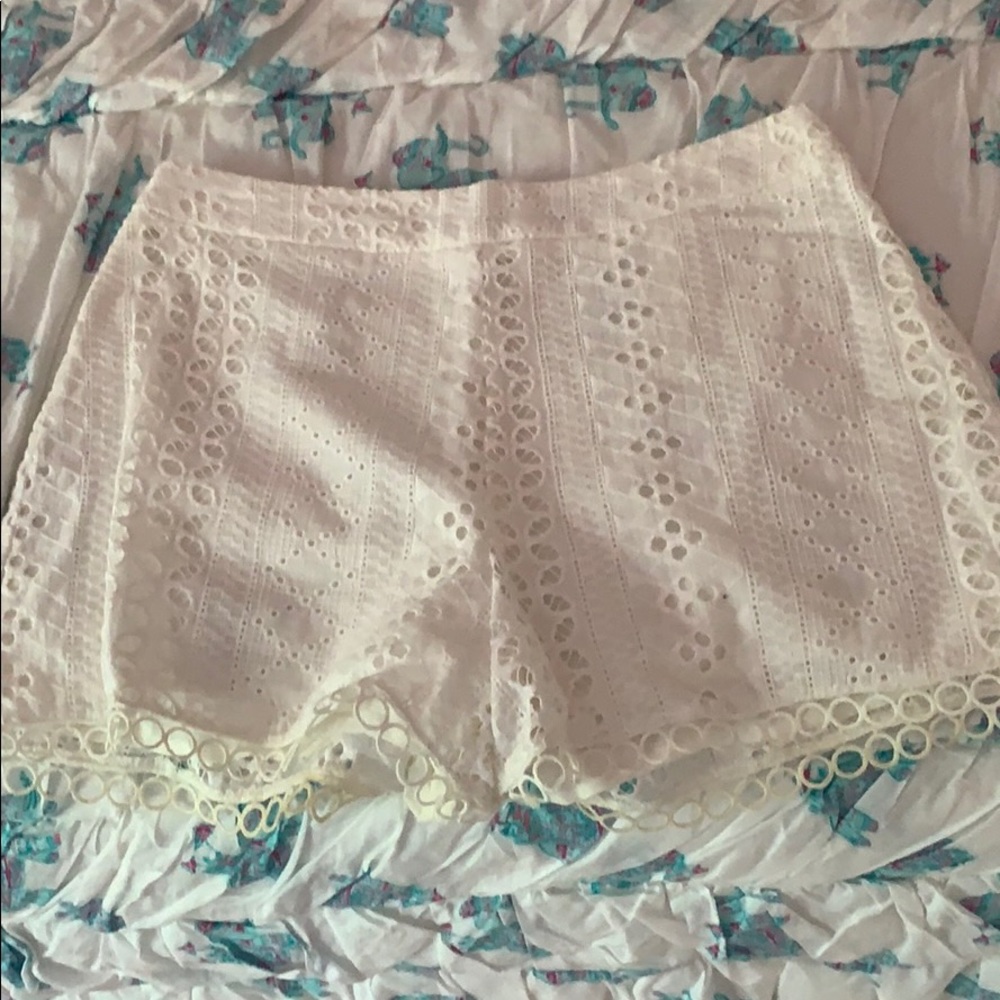 White lace shorts